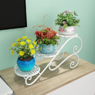 White 2 Tier Flower Cart Plant Stand , 45cm Width Plant Cart Indoor